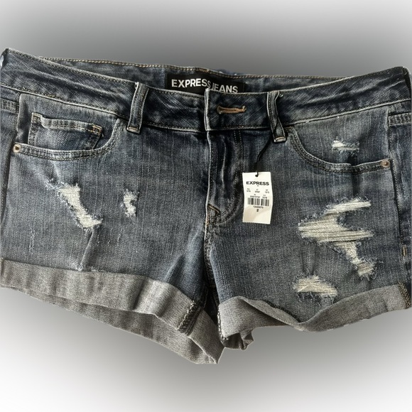 Express Pants - NWT Size 10 Express Women's Distressed Denim Shorts - Blue